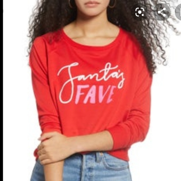 Prince Peter Red Graphic "Santa's Fave" Crew Neck Sweater - Picture 1 of 5